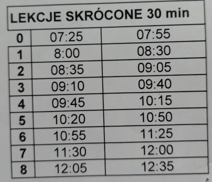 Lekcje skrócone w dniu 22.06.2023